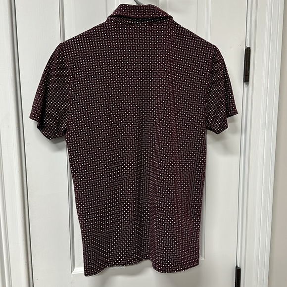 Express Moisture Wicking Short Sleeve Polo Burgundy Print - Picture 4 of 6